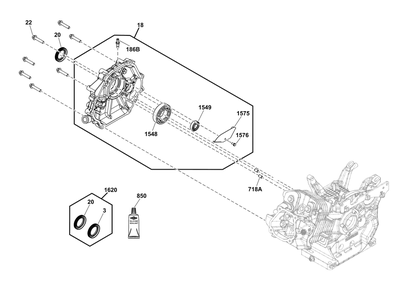 Crankcase Cover/Sump Group Diagram and Parts List for 25E330-0027-G1 200000 - 399999 Briggs and Stratton Engine